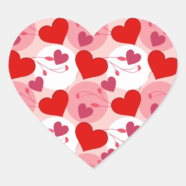 Sticker Cœur Valentines Motif de jour rose et rouge coeur (Devant)