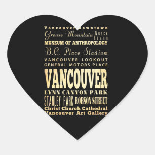 Sticker Cœur Vancouver Ville du Canada Typographie Art