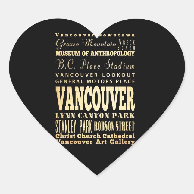 Sticker Cœur Vancouver Ville du Canada Typographie Art (Devant)