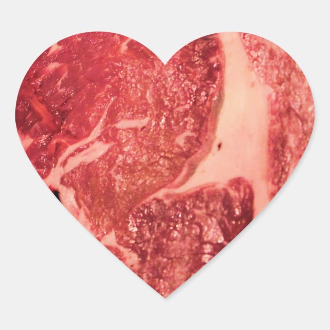 Sticker Cœur Vapeur de Ribeye de viande crue (Devant)