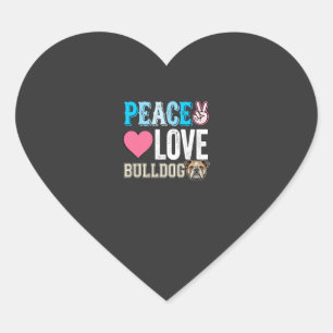 Sticker Cœur Vecteur Peace Love Bouledogue