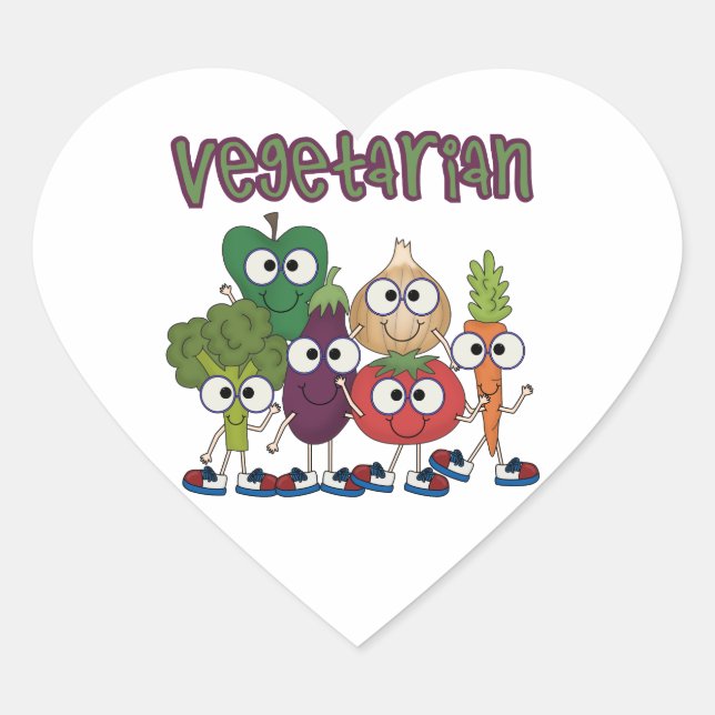 Sticker Cœur Végétarien (Devant)