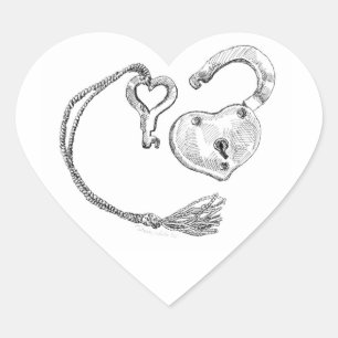 Sticker Cœur Verrouillage du coeur et clé