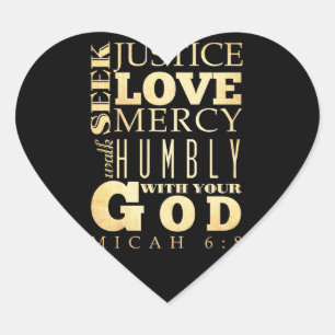 Sticker Cœur Vers scriptural chrétien de bible - 6:8 de Micah