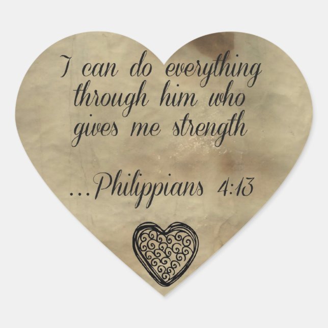 Sticker Cœur Verset biblique Philippiens 4:13 (Devant)