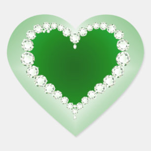 Sticker Cœur Vert, Diamants, Coeur,