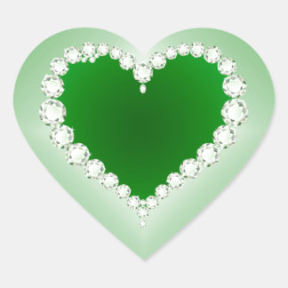 Sticker Cœur Vert, Diamants, Coeur,