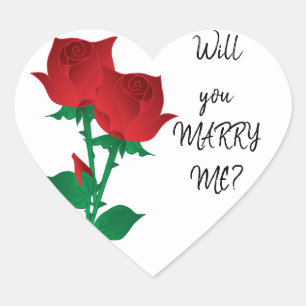 Sticker Cœur Veux-Tu M'Épouser ?   Roses rouges