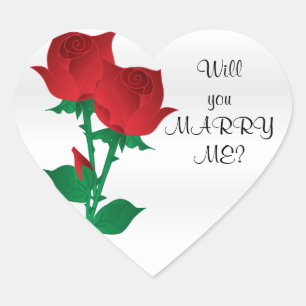 Sticker Cœur Veux-Tu M'Épouser ?   Roses rouges