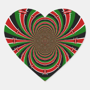 Sticker Cœur Vibrant Kenya Vision : Drapeau kényan en miroir