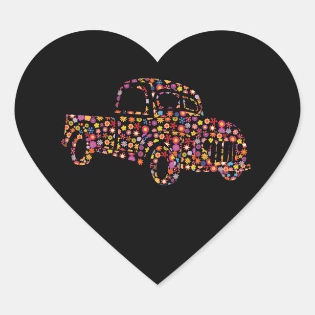 Sticker Cœur Vieux Motif de camionnette (Devant)