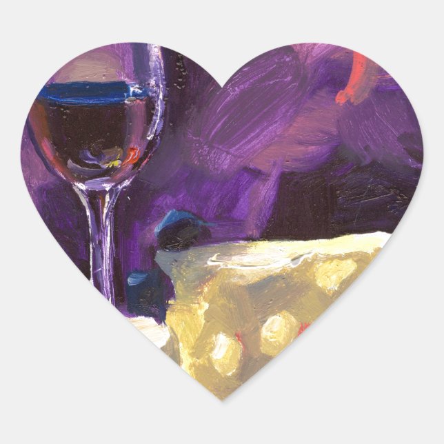 Sticker Cœur Vin et fromage (Devant)