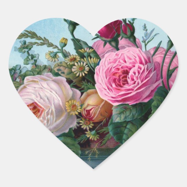 Sticker Cœur Vintage coeur floral (Devant)