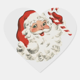 Sticker Cœur Vintage Jolly Père Noël