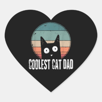 Sticker Cœur Vintage Mens Chat Papa Le Plus Coolle | Funny Chat