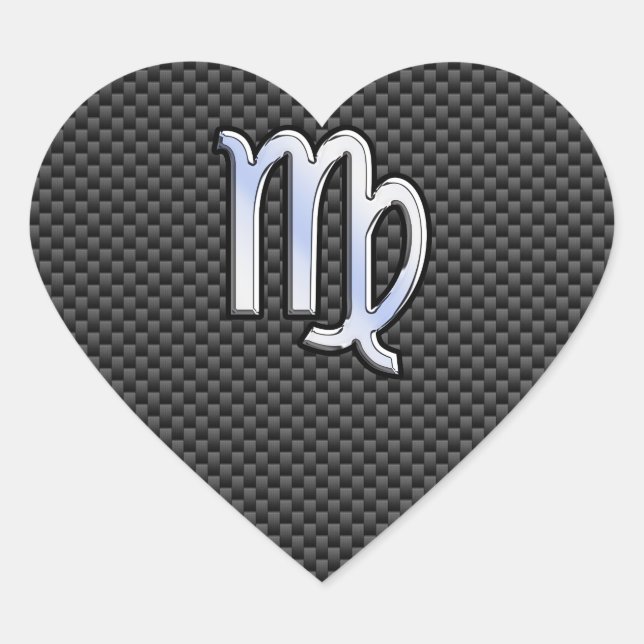 Sticker Cœur Virgo Zodiac Sign on Charcoal Carbon Fibre Print (Devant)