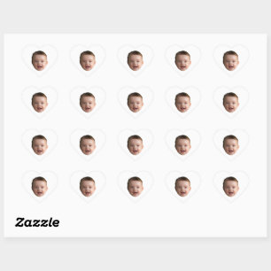 Sticker Cœur Visage bébé personnalisé, drôle photo personnalisé