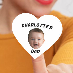 Sticker Cœur Visage bébé personnalisé, Nouveau père personnalis