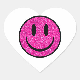 Sticker Cœur Visage de sourire rose Parties scintillant