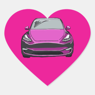 Sticker Cœur Voiture rose électrique VUS Dessin Coeur