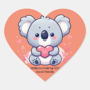 Sticker Cœur Vous envoyer un câlin de koala plein d'amour et d'