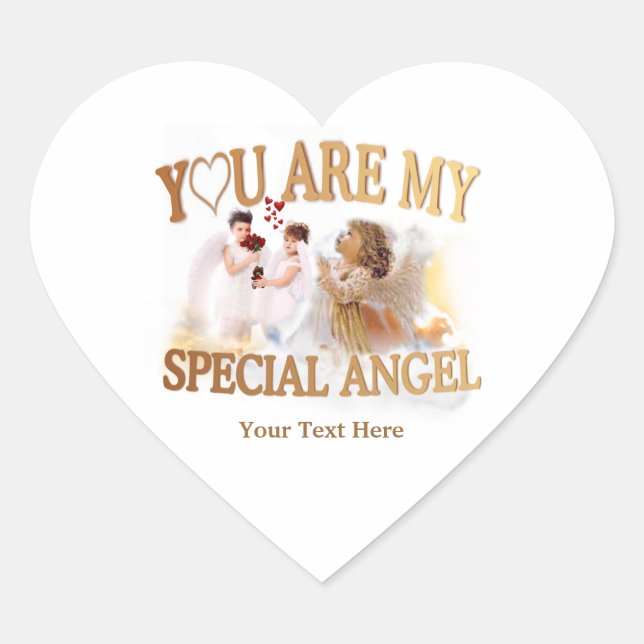 Sticker Cœur Vous êtes mon ange spécial - customisez-le ! (Devant)