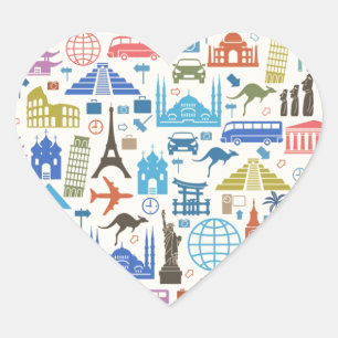 Sticker Cœur voyage mondial