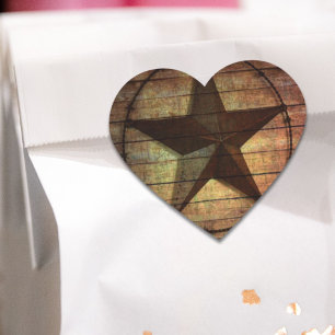 Sticker Cœur Western Country Primitive Grange Wood Texas Star