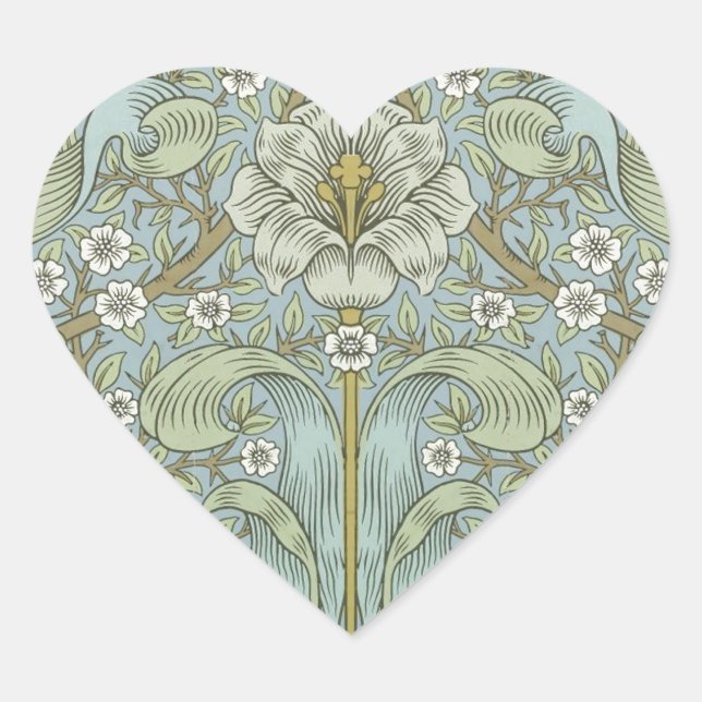 Sticker Cœur William Morris Spring Thicket : Floral antique (Devant)
