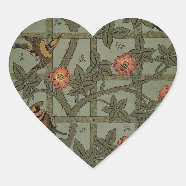 Sticker Cœur William Morris Trellis Wallpaper Art (Devant)