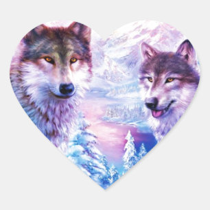 Sticker Cœur Wolf Family