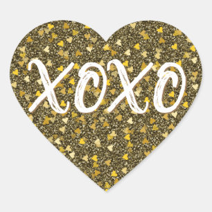 Sticker Cœur XOXO Cœurs Dorés Confettis Paillettes