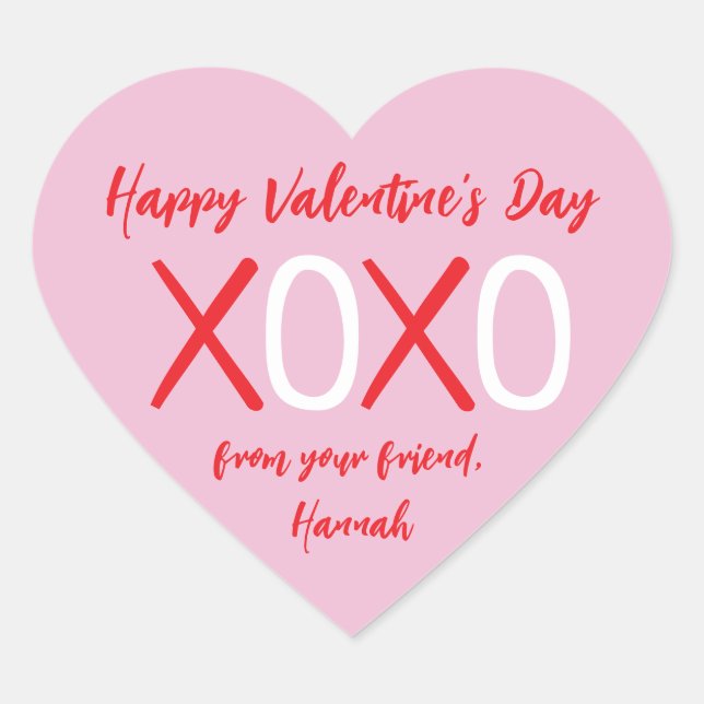 Sticker Cœur XOXO Heart Kids Classroom Valentine's Day Party (Devant)
