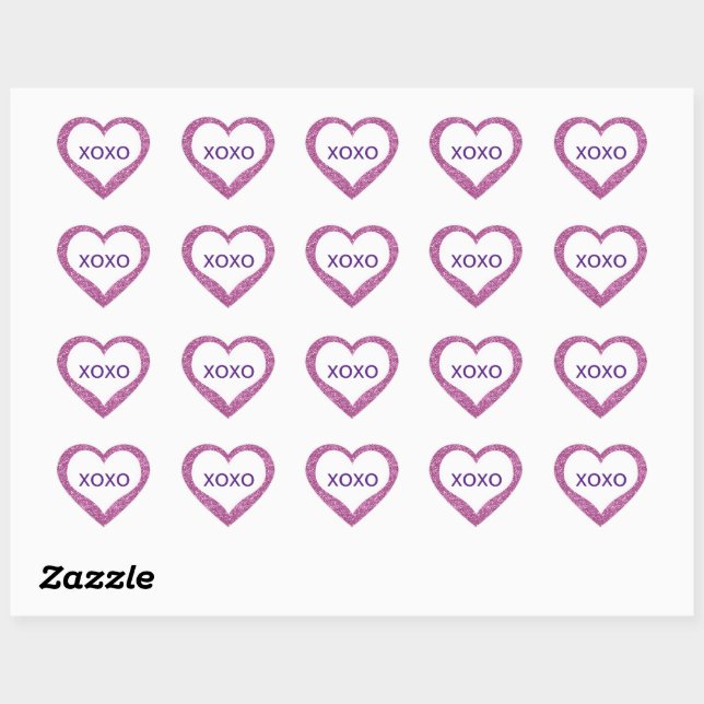 Sticker Cœur XOXO Hugs & Baisers Coeurs de conversation personn (Feuille)
