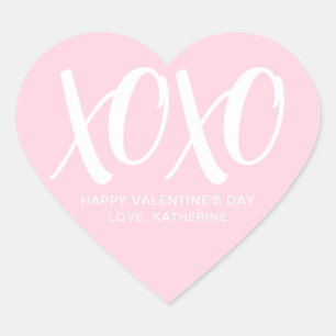 Sticker Cœur XOXO rose moderne mignon personnalisée Saint Valen