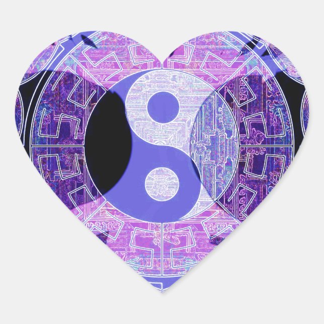 Sticker Cœur Yin Yang pourpre (Devant)