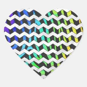 Sticker Cœur Zebra Chevron Photographie noir et arc-en-ciel