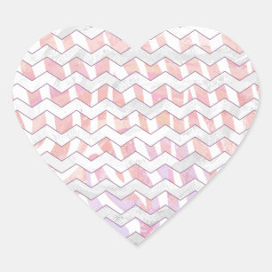 Sticker Cœur Zebra rose et blanc Chevron