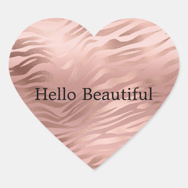 Sticker Cœur Zèbre Glamour Rose Rose (Devant)