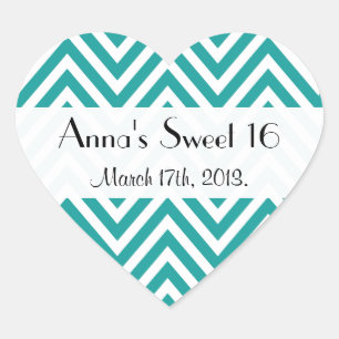 Sticker Cœur Zigzag bleu, Chevron bleu, Zigzag, Sweet 16