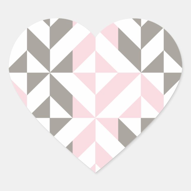 Sticker Cœur ZigZag géométrique rose et argent (Devant)