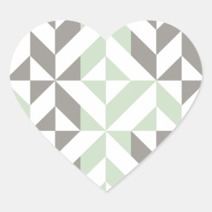 Sticker Cœur ZigZag géométrique Sage Green et Silver