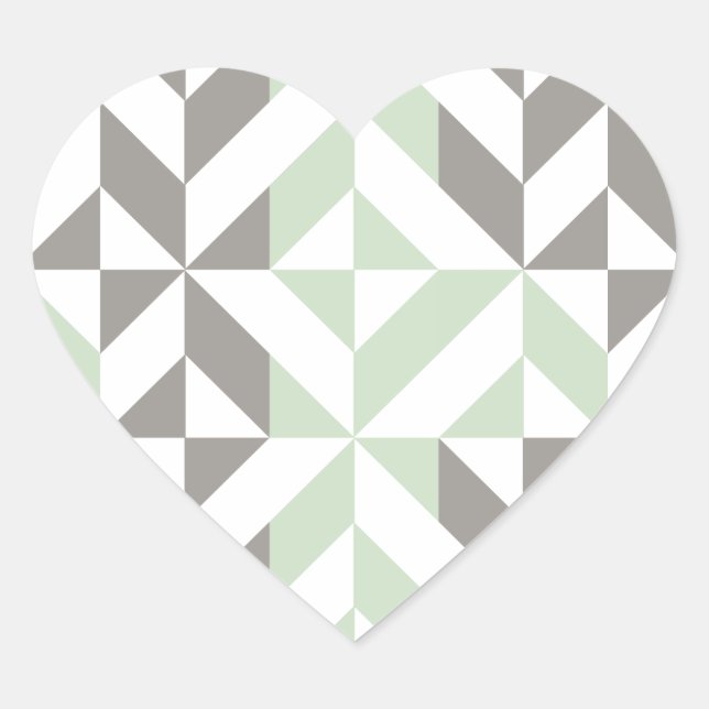 Sticker Cœur ZigZag géométrique Sage Green et Silver (Devant)