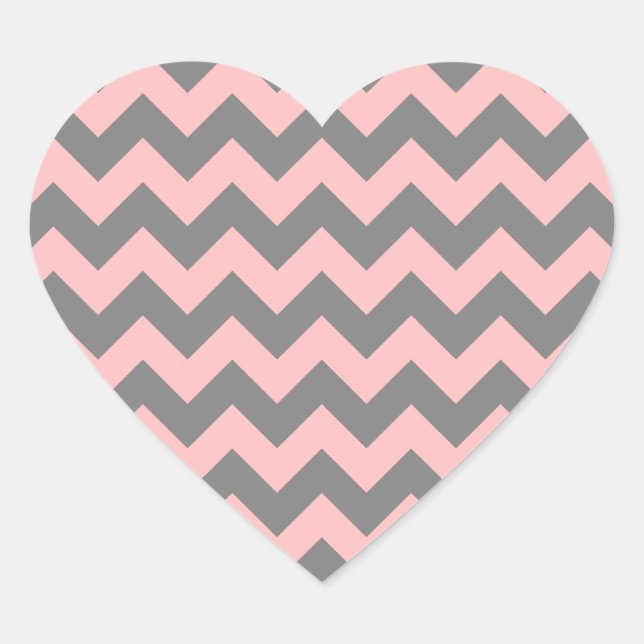 Sticker Cœur Zigzag rose et gris (Devant)