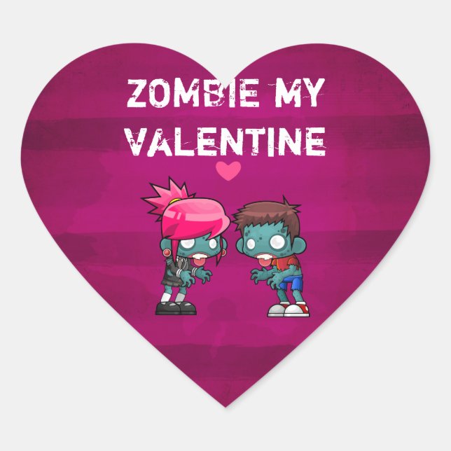 Sticker Cœur Zombie Mon Valentine Déplaisant Cute (Devant)