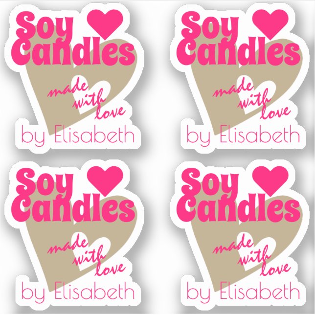 Sticker Coeurs beiges roses modernes fabriqués avec Chande (Devant)