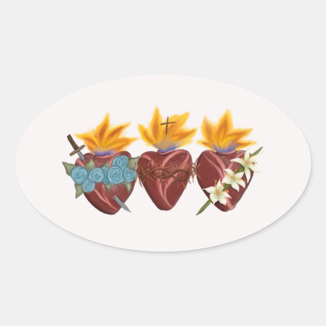Sticker Coeurs de la Sainte Famille - 4 pack (Devant)