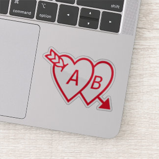 Sticker Cœurs doubles rouges avec la flèche de Cupidon et 
