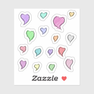 Sticker Coeurs esquissés Petite feuille d'autocollant tran