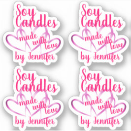 Sticker Coeurs mignons rose pourpre faits avec des bougies